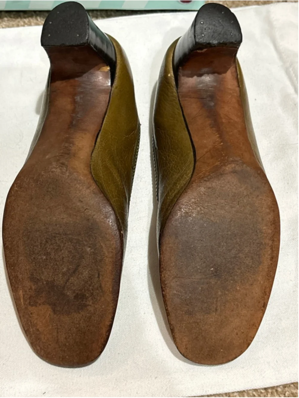 Women's Palter Olive Green Leather Heels